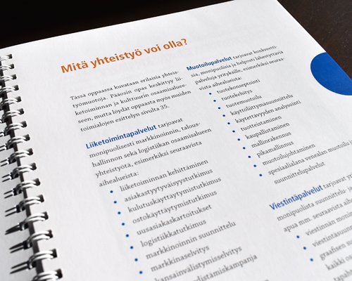 Design & Business -käsikirja Käsikirjan Mitä kaikkea yhteistyö voi olla? -otsikko.