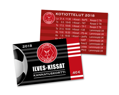 Kausikortit Ilves-Kissojen kannatuskortit.