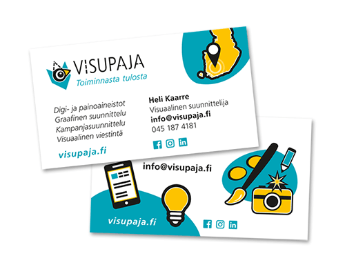 Visupajan 2-puoleinen käyntikortti.