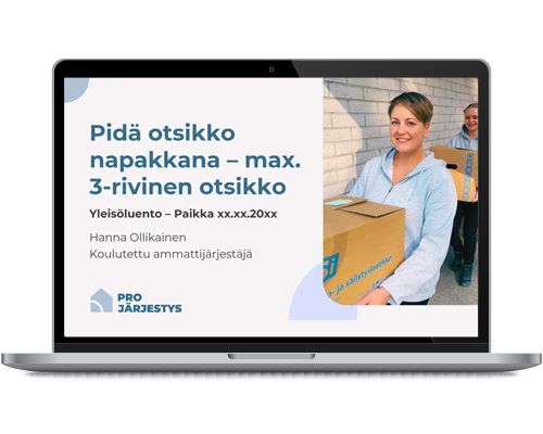 Ammattijärjestäjän saavutettava esityspohja.